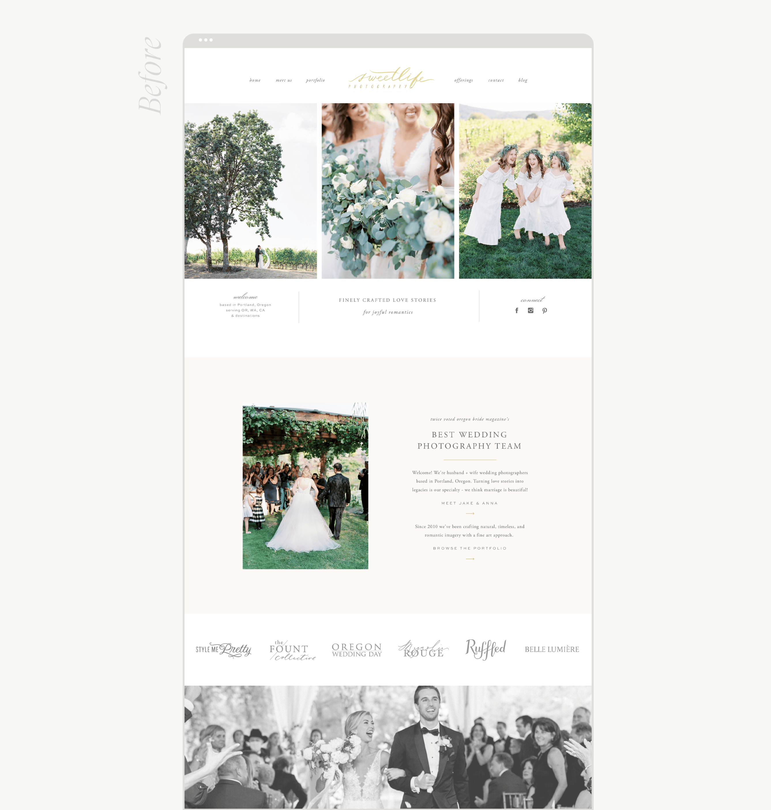 mockup of wedding professional website