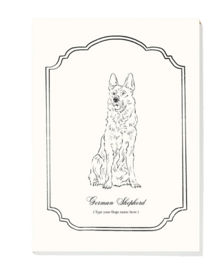 Classic B&W German Shepherd Digital Pet Portrait, Pet Memorial Gift, Dog Painting, Dog Portraits, Custom Name Template