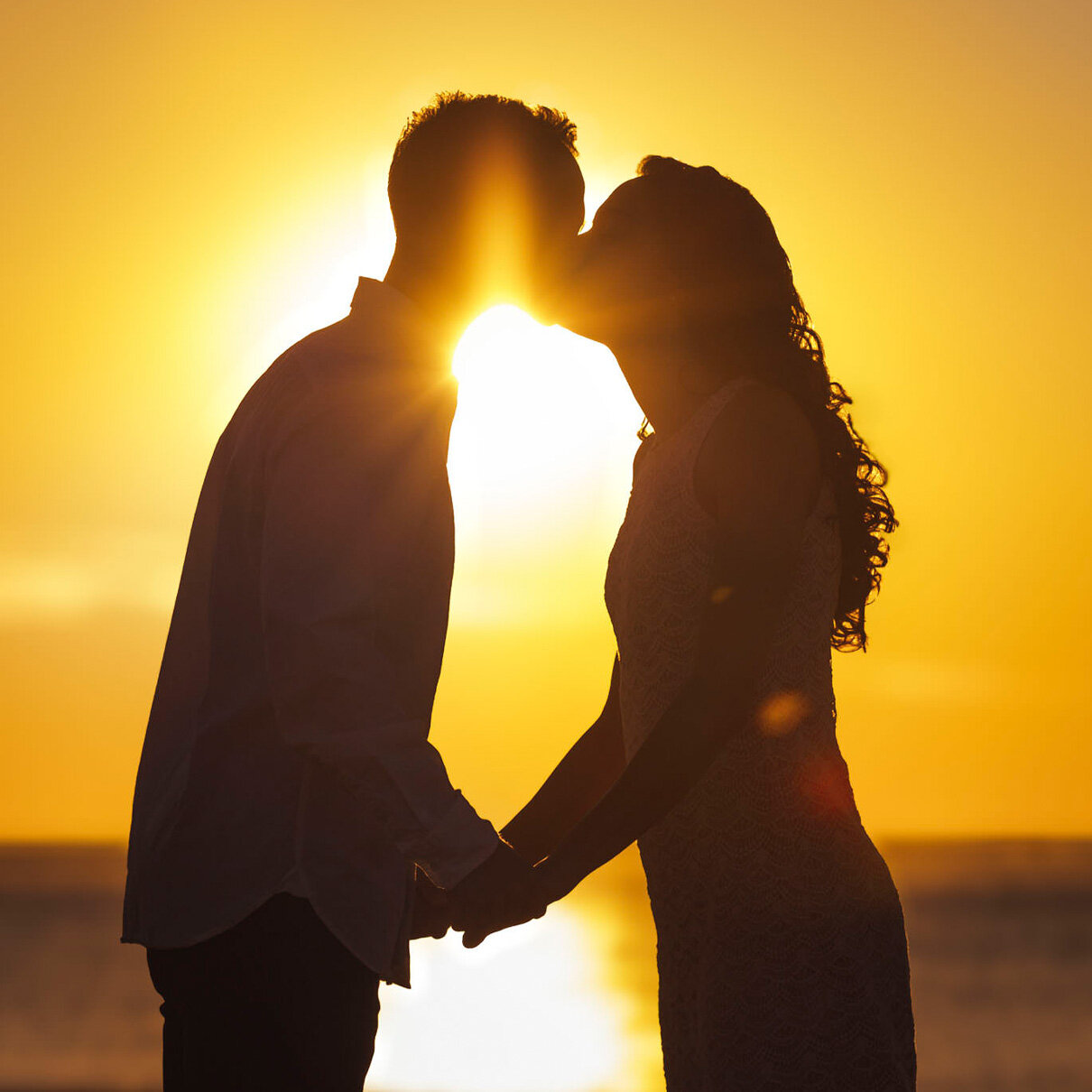 Manasquan New Jersey Engagement Photo | Couple Silhouetted at Sunrise by the Beach