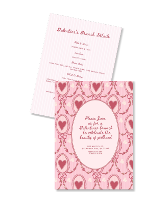 Coquette Vintage Heart Bow Galentines Party Invite Template | Birthday Party | Bridal Shower | Wedding | Valentines