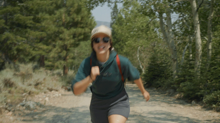 woman running on road