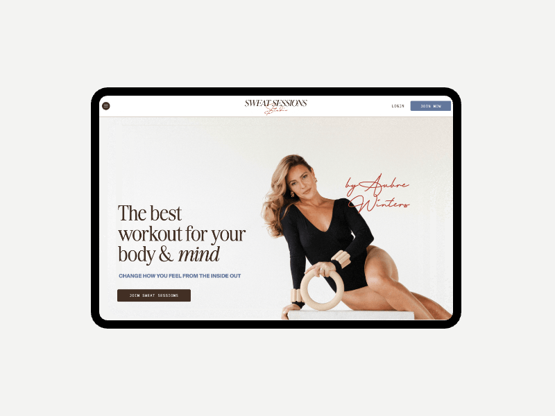 Video of Sweat Sessions Website screens