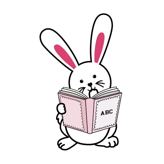 Animated Pink Bunny with Book 3-22