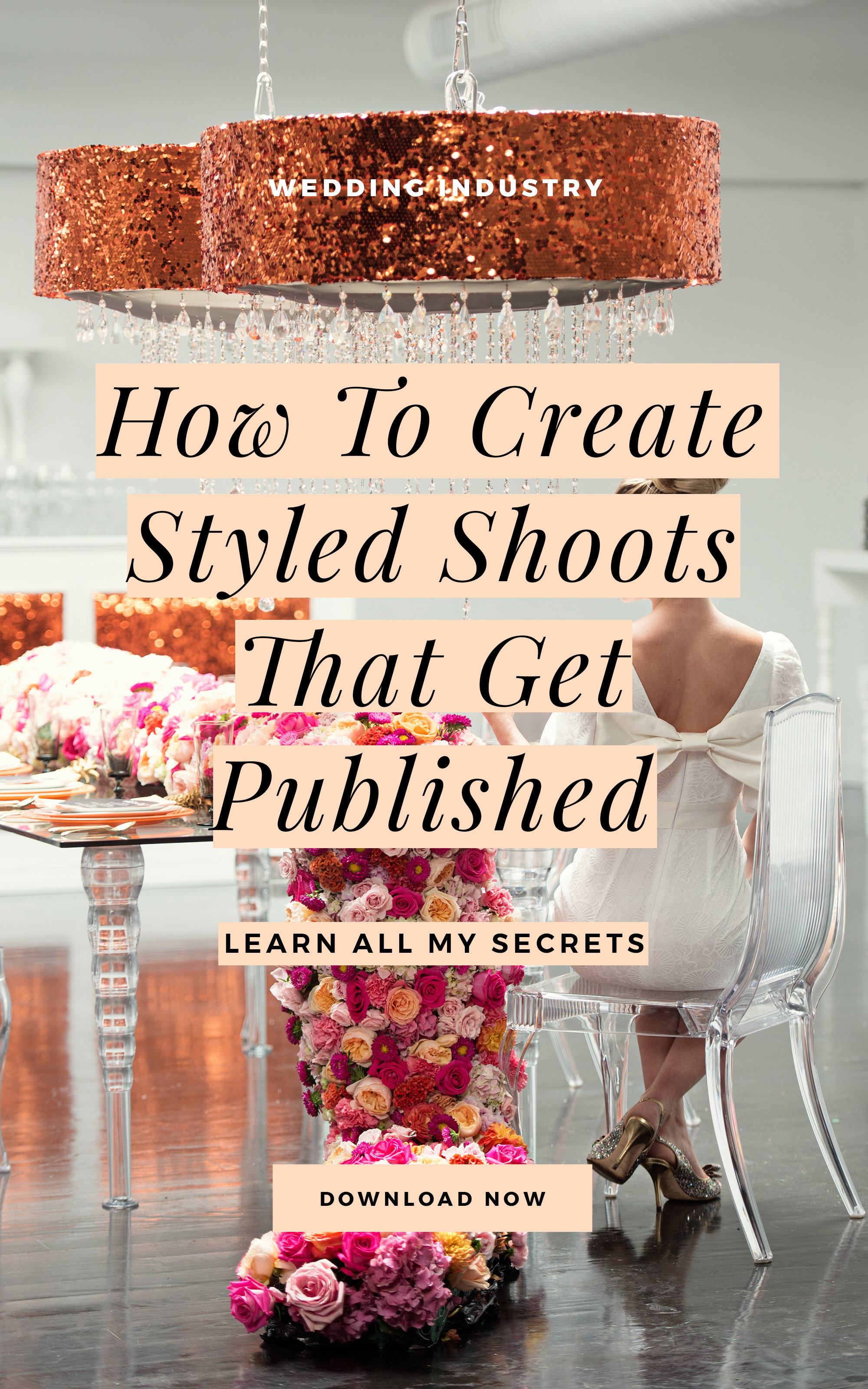 I've designed over 40 styled shoots during my career! Many of these projects have landed on the cover of magazines and they also scored me a 2 book deal with Schiffer Publishing. This FREE guidebook shares ALL my secrets on how to create a styled shoot that gets published. If you're looking for styled shoot tips, tricks, and hacks, then this guidebook is exactly what you need! Even if you've never styled a photoshoot before, I will walk you through what you need to know, how to prepare, and how to make the most of the process. Download The Ultimate Guide: How To Create Styled Shoots That Get PUBLISHED! #weddingpros #weddingplanner #weddingphotographer #candicecoppola