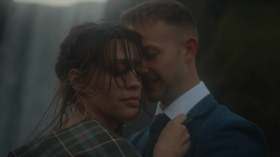 man and woman embracing