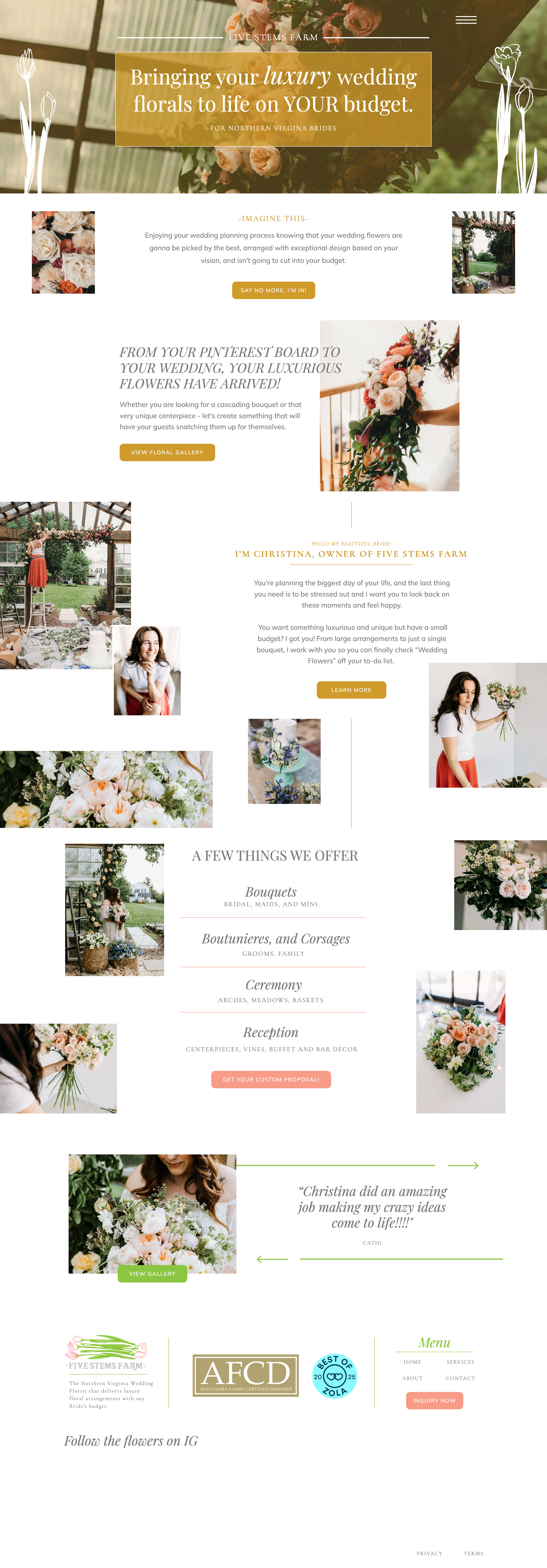 Five Stems Farm Home Page Design