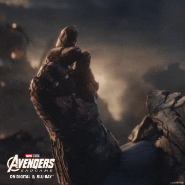 avengers GIF of thanos snapping his fingers