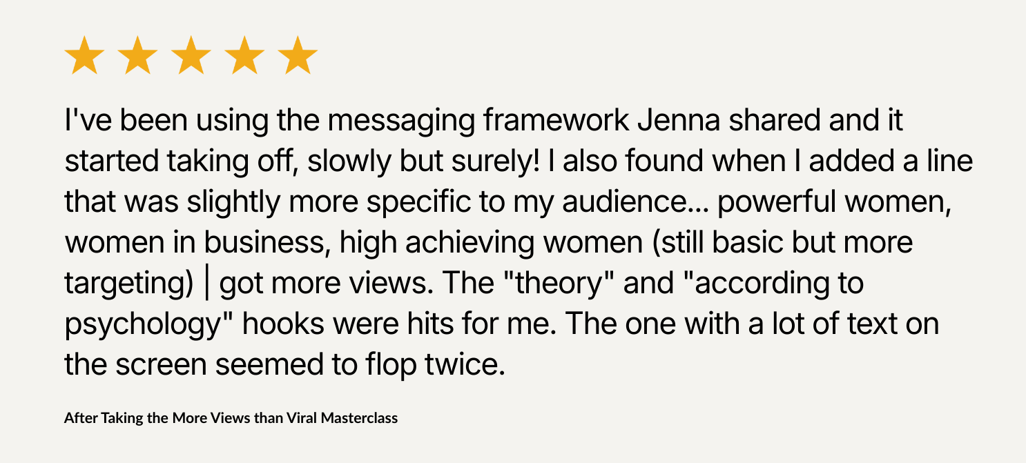 more views than viral masterclass - testimonial 3