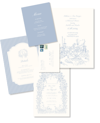 Something Blue Invitation Suite - BUNDLE | Dusty Blue Wedding | Canva Template | Digital Download | Cottage Core | Woodland Vibes