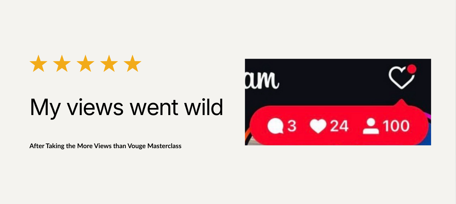 more views than vouge masterclass - testimonial 5