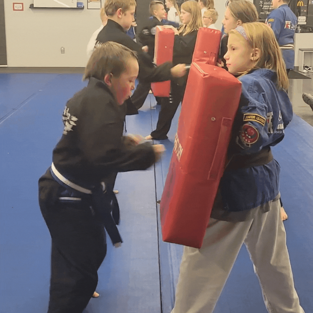 Kids practicing boxing