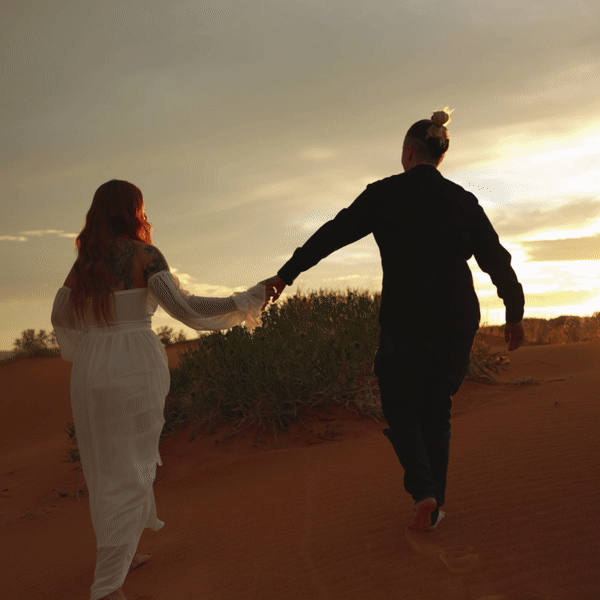 LGBTQ+ couple at the coral pink sand dunes eloping in Utah