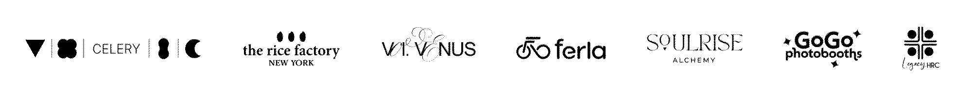 A banner of 7 different logogs moves toward the left continually.