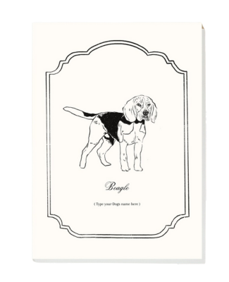 Classic B&W Beagle Digital Pet Portrait, Pet Memorial Gift, Dog Painting, Dog Portraits, Custom Name Template
