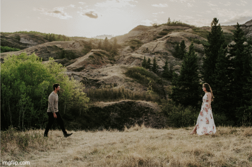 Engaged couple walking, cute GIF made by photographer Chelsie Frere for engagement session