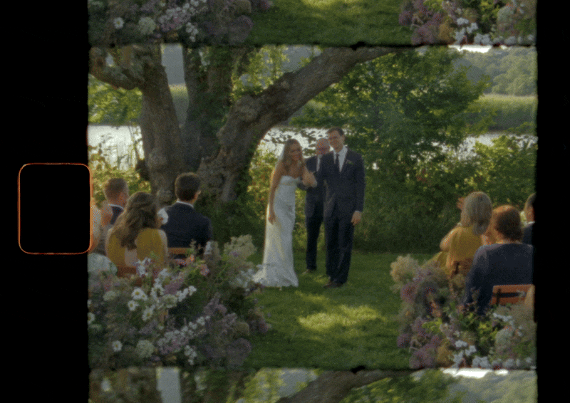 super 8 film frame couple celebrating at ceremony altar