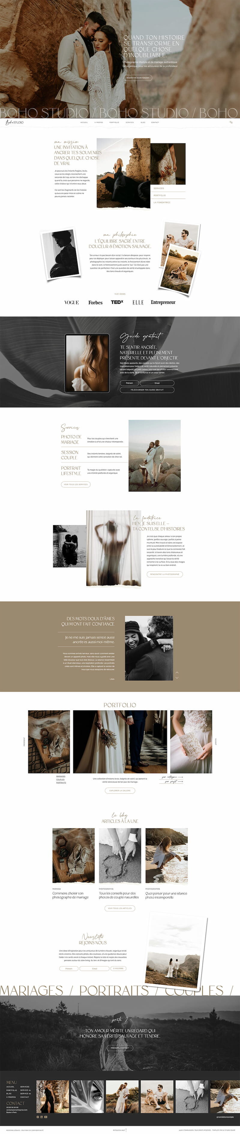 Template de site photographe Showit