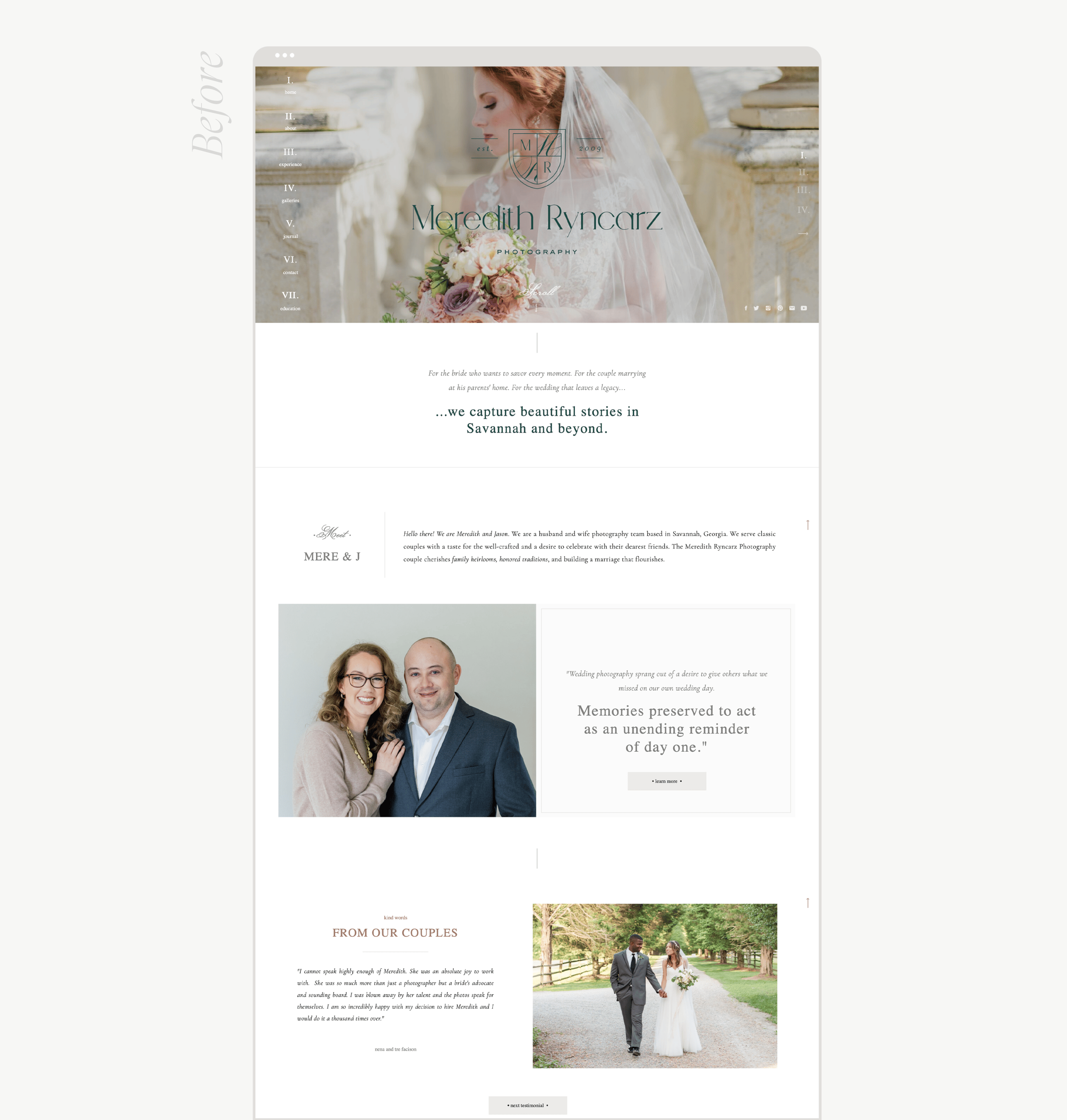 mockup of wedding professional website