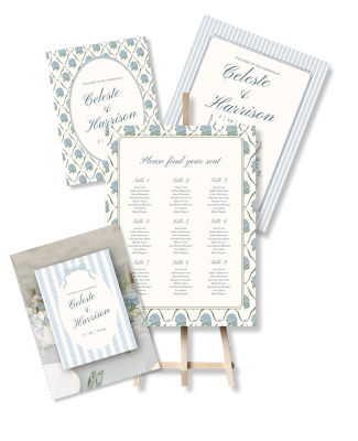 Editable Blue Hydrangea Wedding Welcome Sign | Seating Chart | Garden Wedding | Coquette Wedding | Editable Canva Template