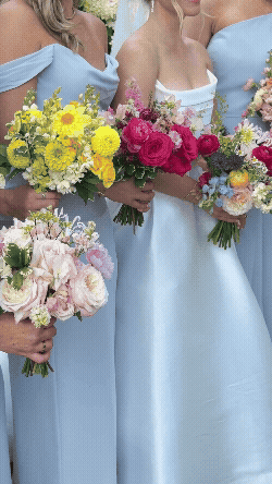 Colorful bridal bouquet behind the scenes shot by a wedding content creator in Ohio.