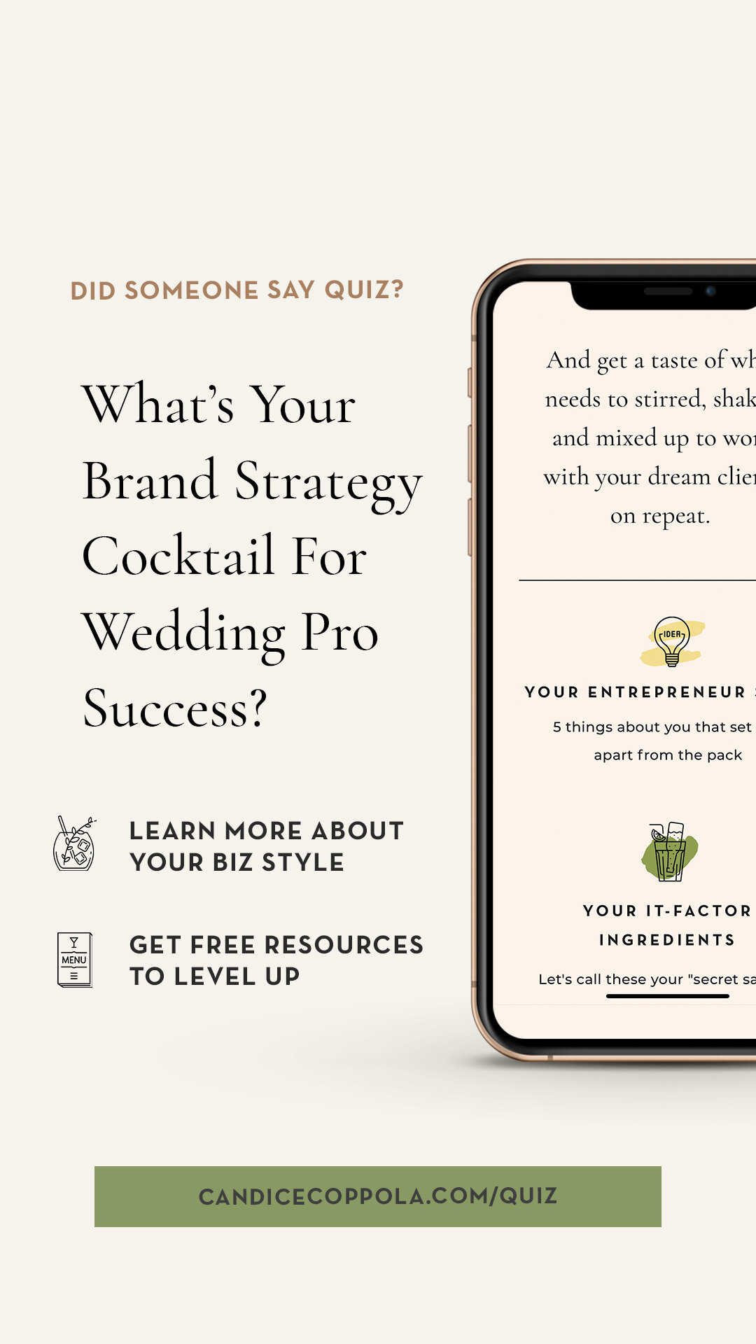 What’s Your Brand Strategy Cocktail For Wedding Pro Success? Raise your glass and toast to what makes you one-of-a-kind in the wedding industry… And get a taste of what needs to stirred, shaken and mixed up to work with your dream clients on repeat!