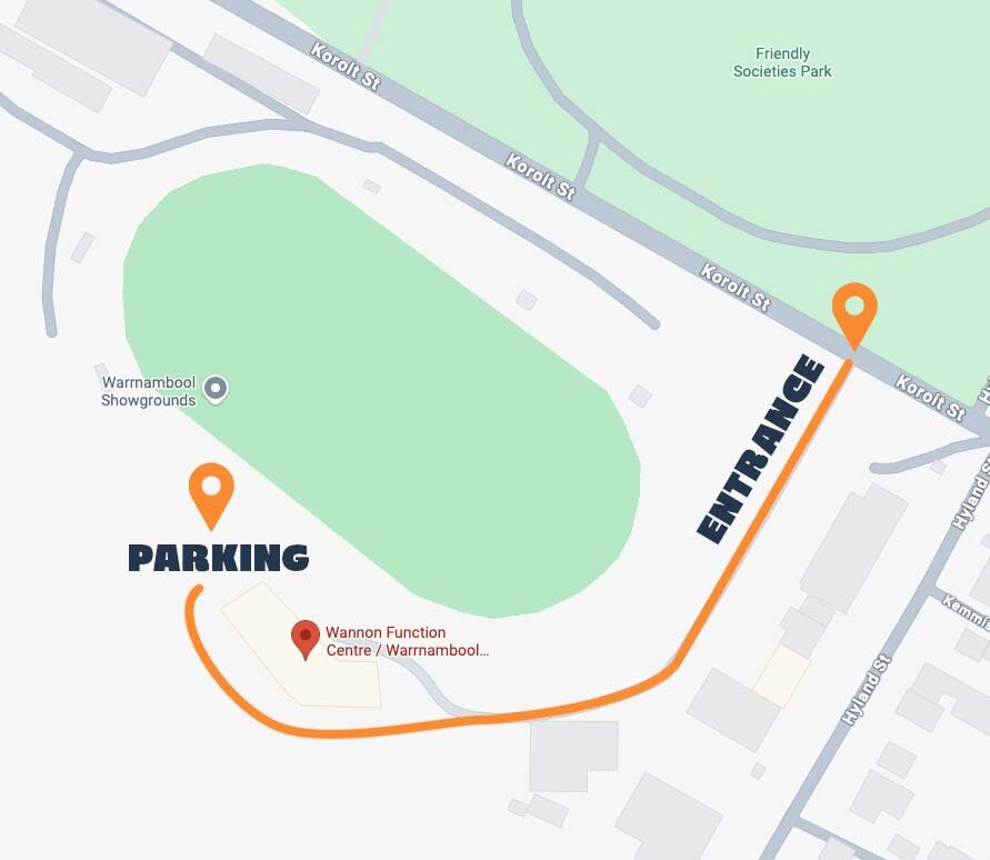 Map showing entrance to Wannon Function Centre