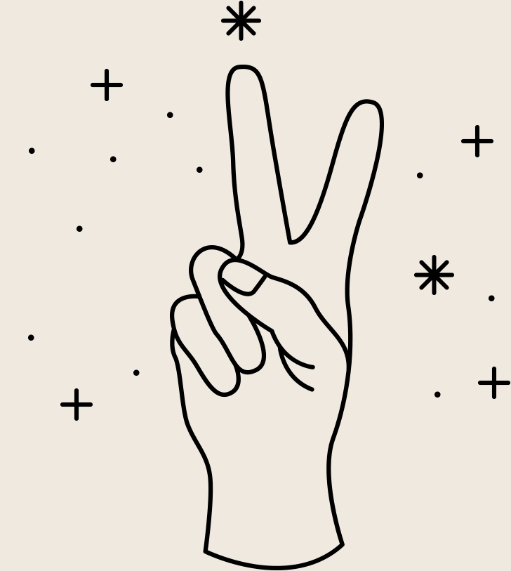 a gif of a drawn hand making the number 2