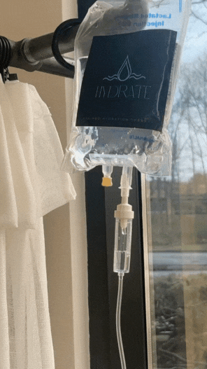 Hydrate blend IV vitamin therapy bag at Refined Medical NY in East Setauket Long Island, delivering potassium, calcium, electrolytes, and lactate for hydration and wellness support.