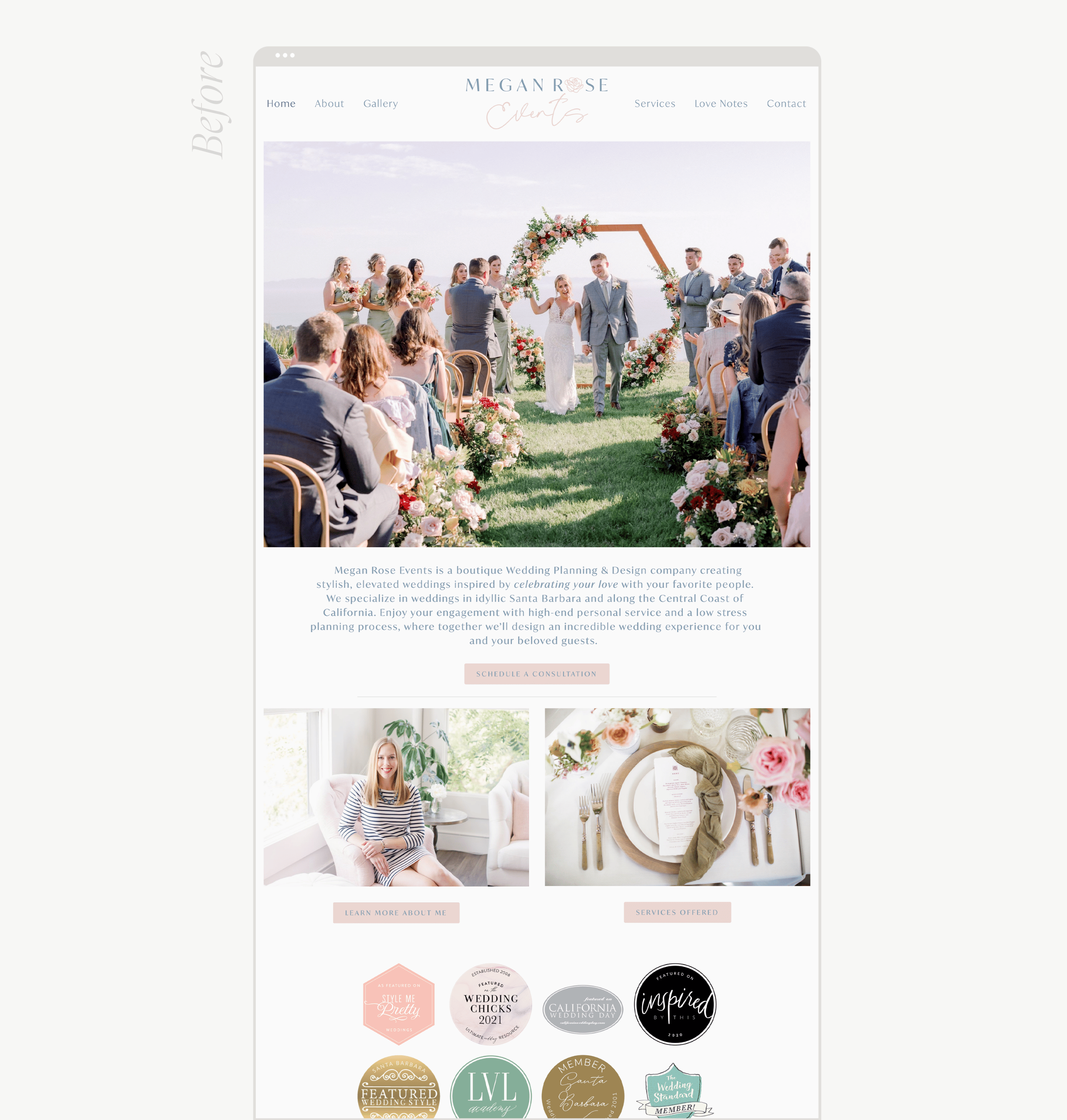 mockup of wedding professional website