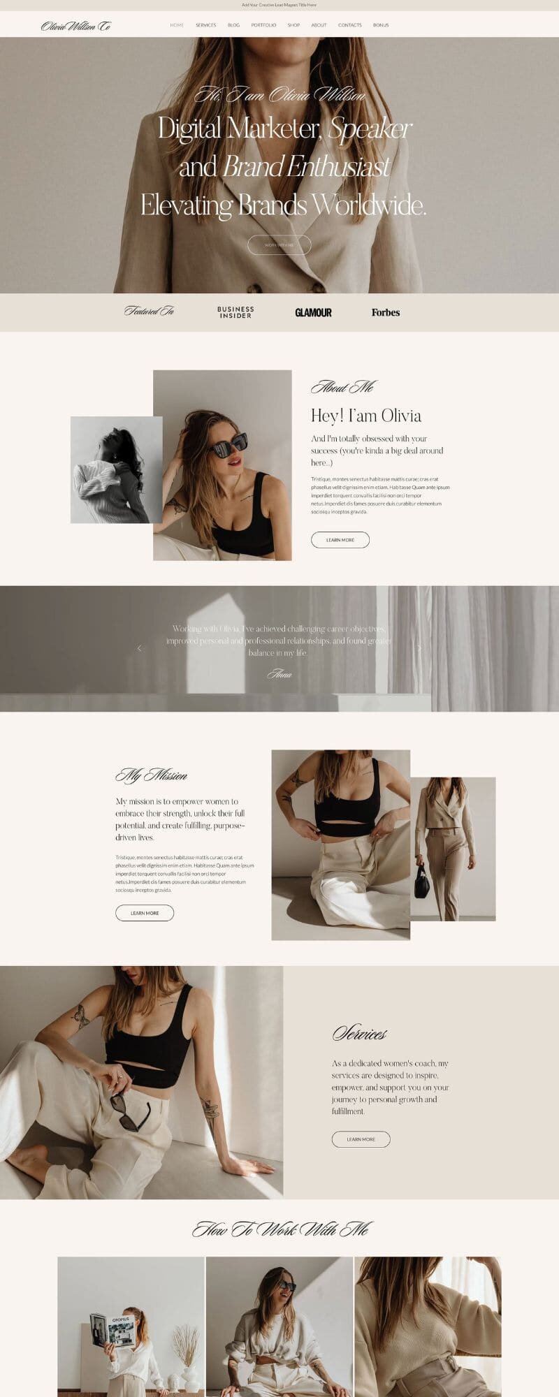 Wix website template Olivia Willson