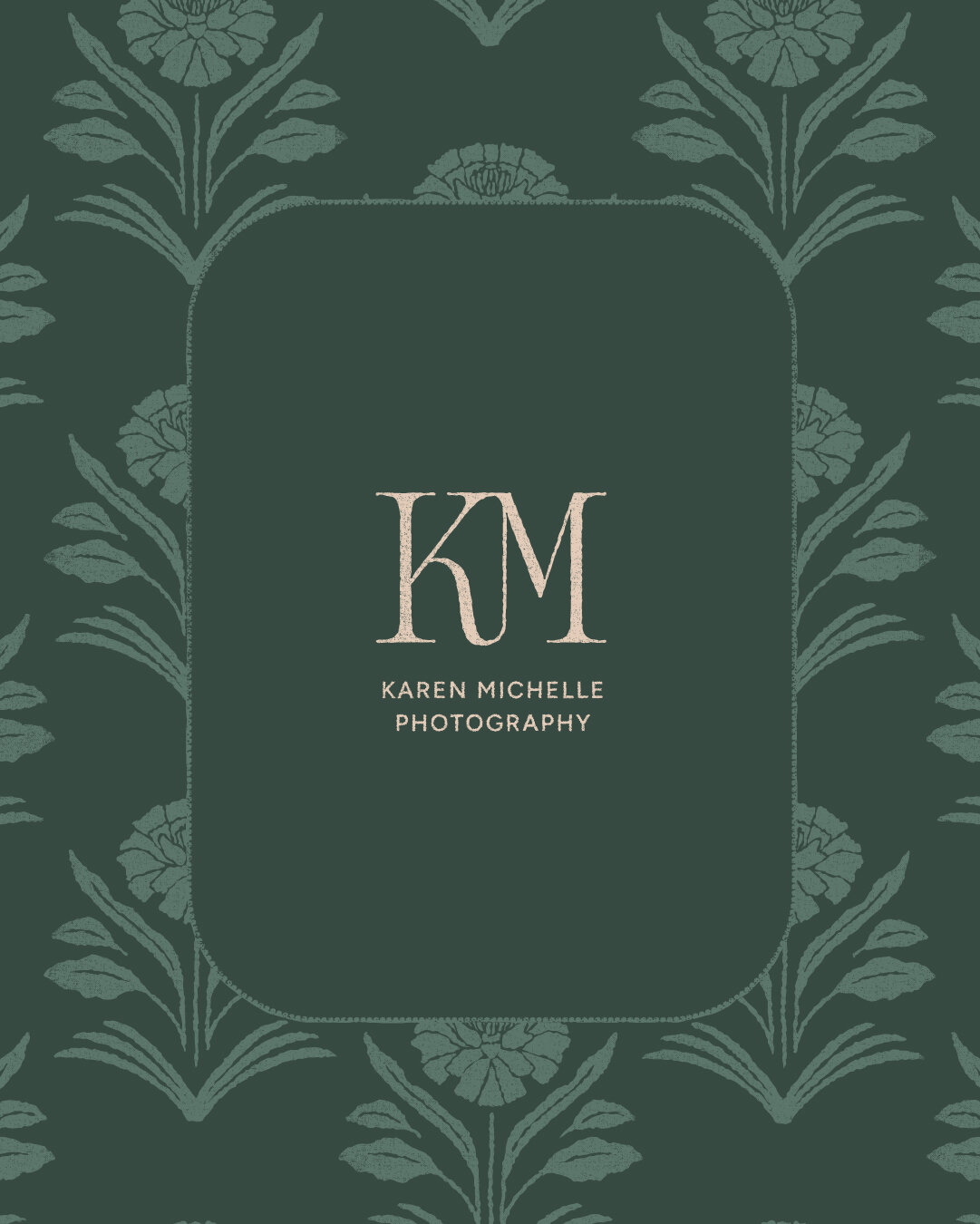 Karen Michelle Photography floral brand pattern and logo—evoking warmth, legacy, and visual storytelling.