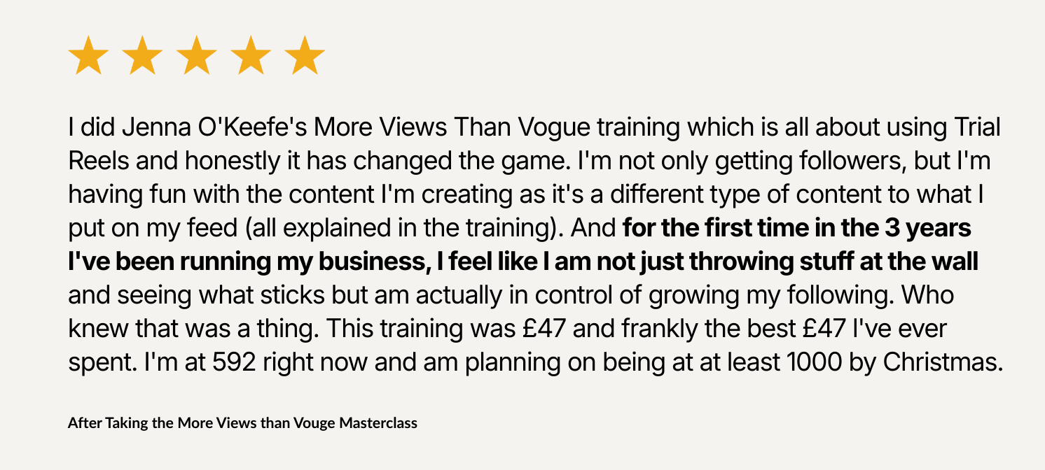 more views than vouge masterclass - testimonial 12