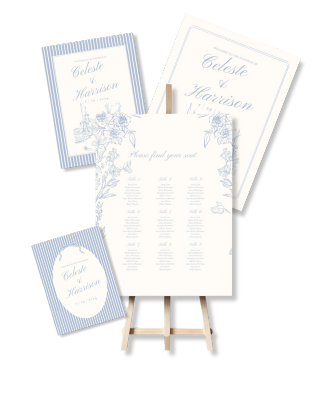 Editable Something Blue Wedding Welcome Sign | Seating Chart | Garden Wedding | Coquette Wedding | Editable Canva Template