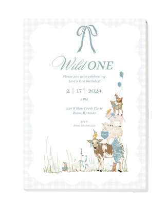 Wild One / Farm Themed Invite! One Year Birthday Party Invite | Editable Template | Custom Name, Date, Details