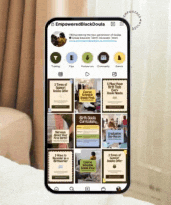 GIF flash through of Empowered Black Doula Social Media