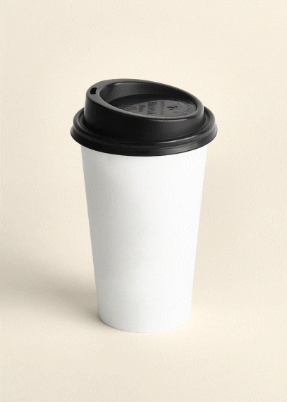 Cute message animation on coffee cup cream background.