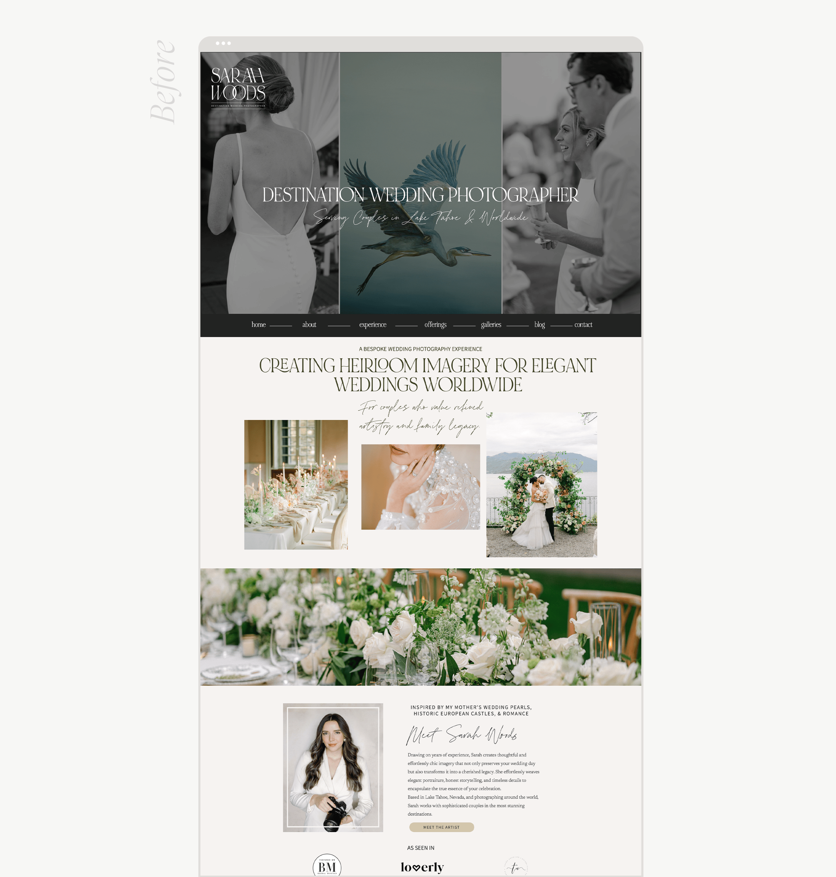 mockup of wedding professional website