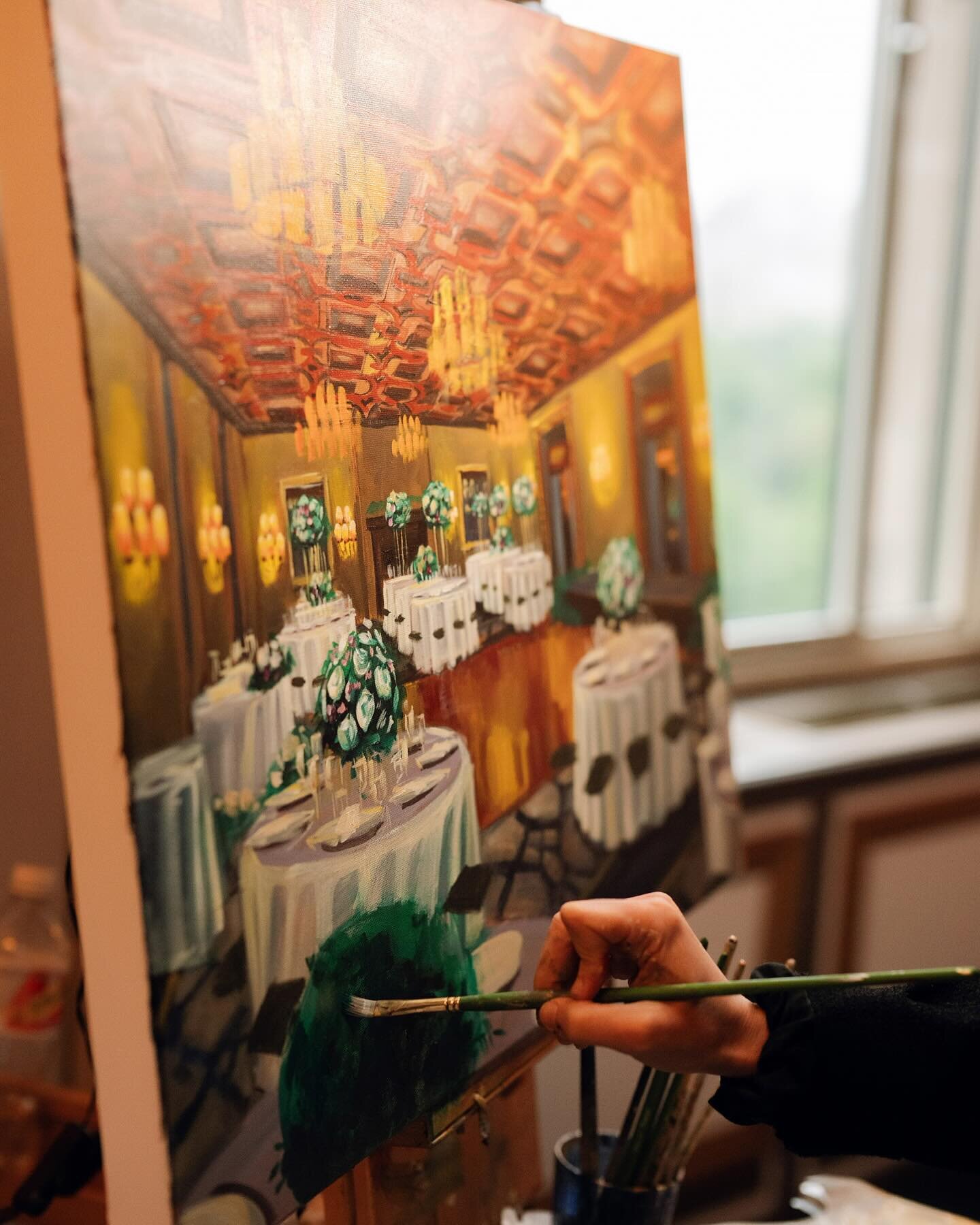 Hannah paints events behind the scenes live wedding painting of reception at new york athletic club