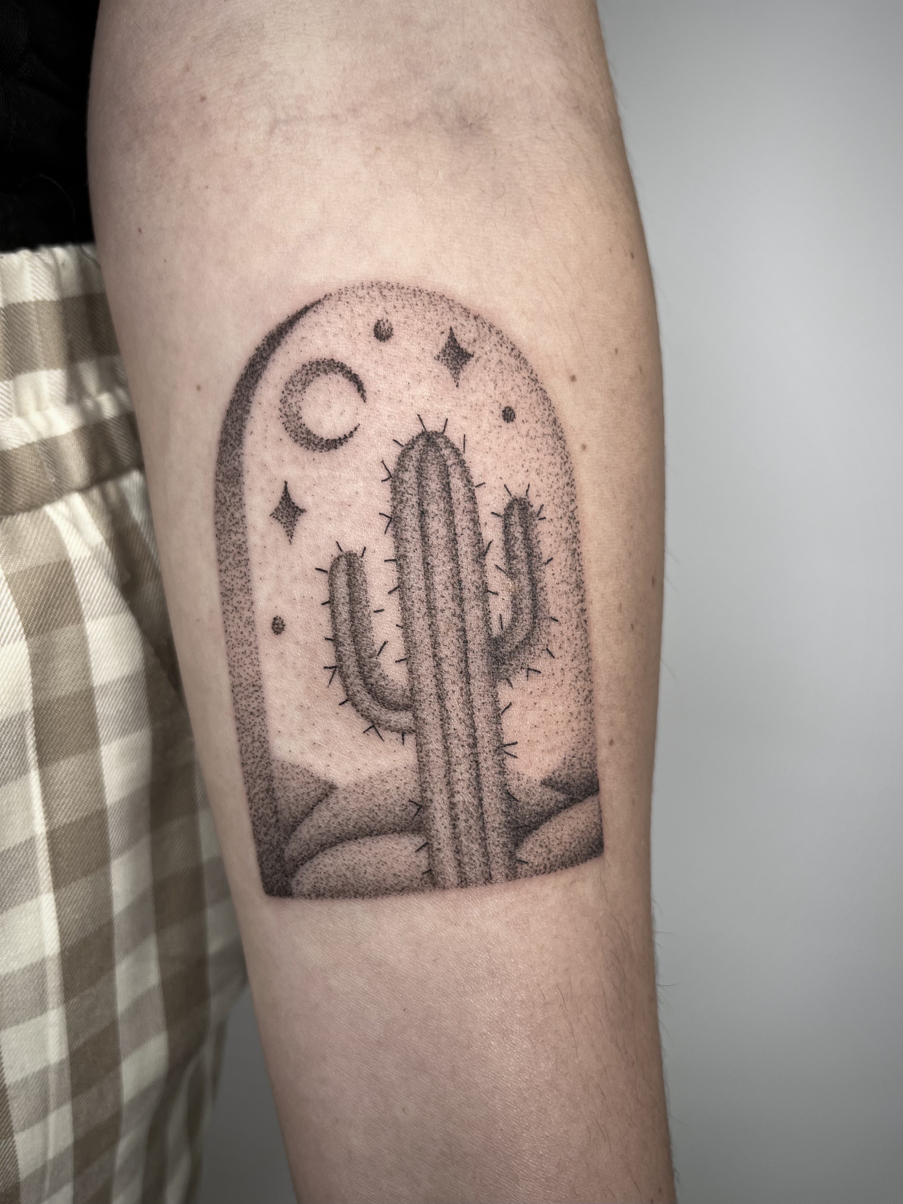 Dot work tattoo inspired by nature, by our resident dot work expert Rudi Hopkins. 