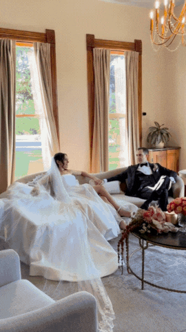 GIF of a bride and groom at their wedding reception