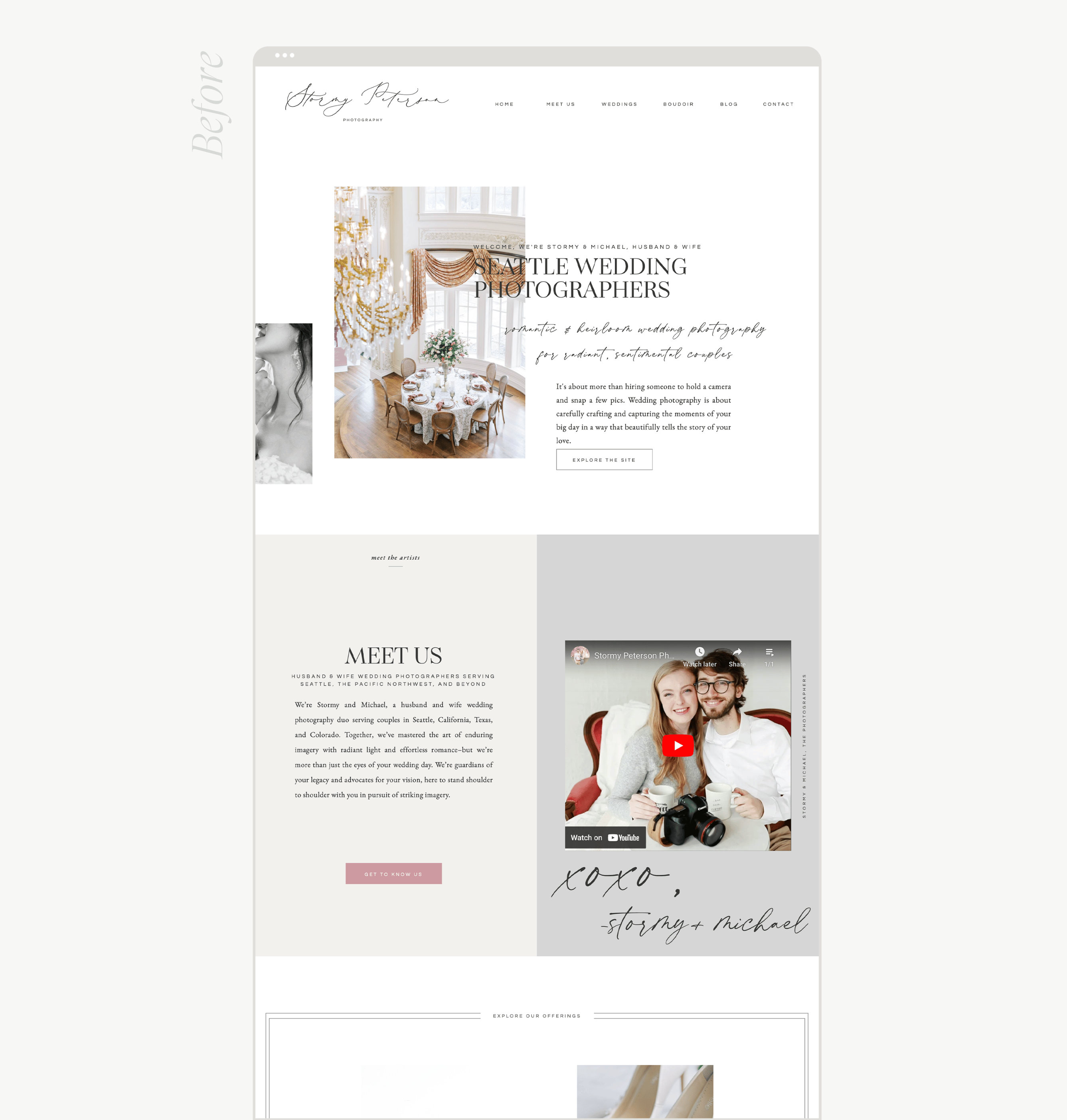 mockup of wedding professional website