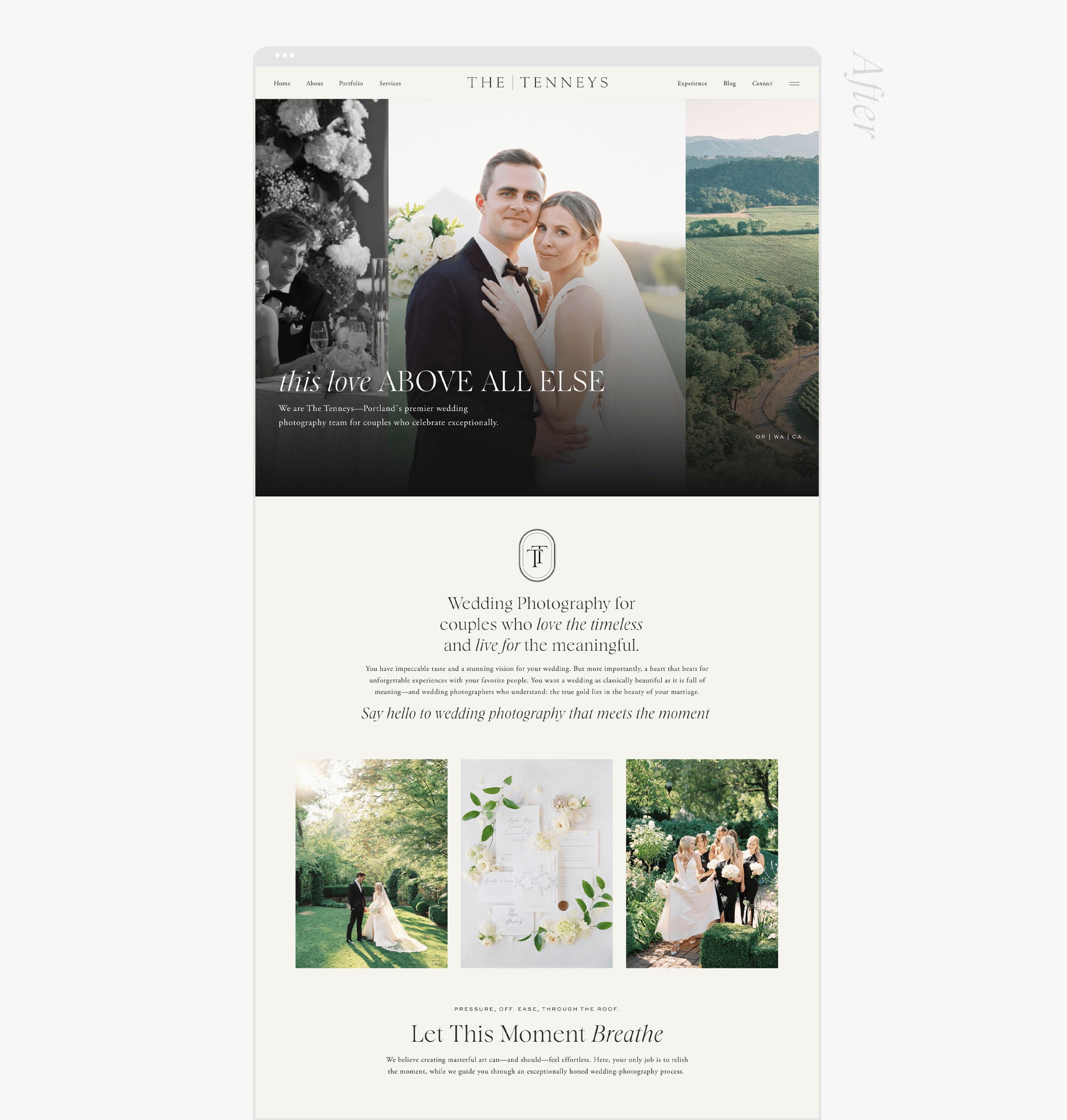 mockup of wedding professional website