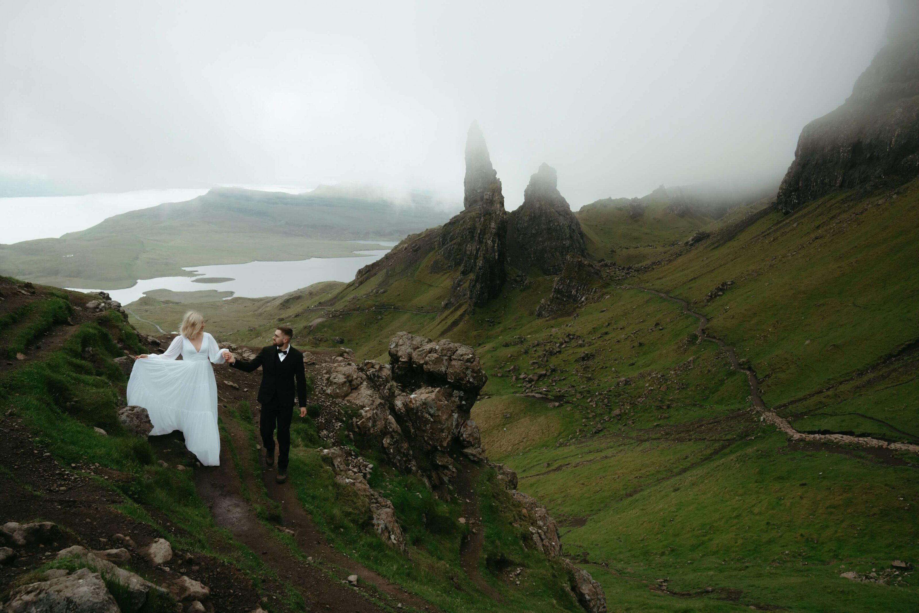 Wedding couple in field