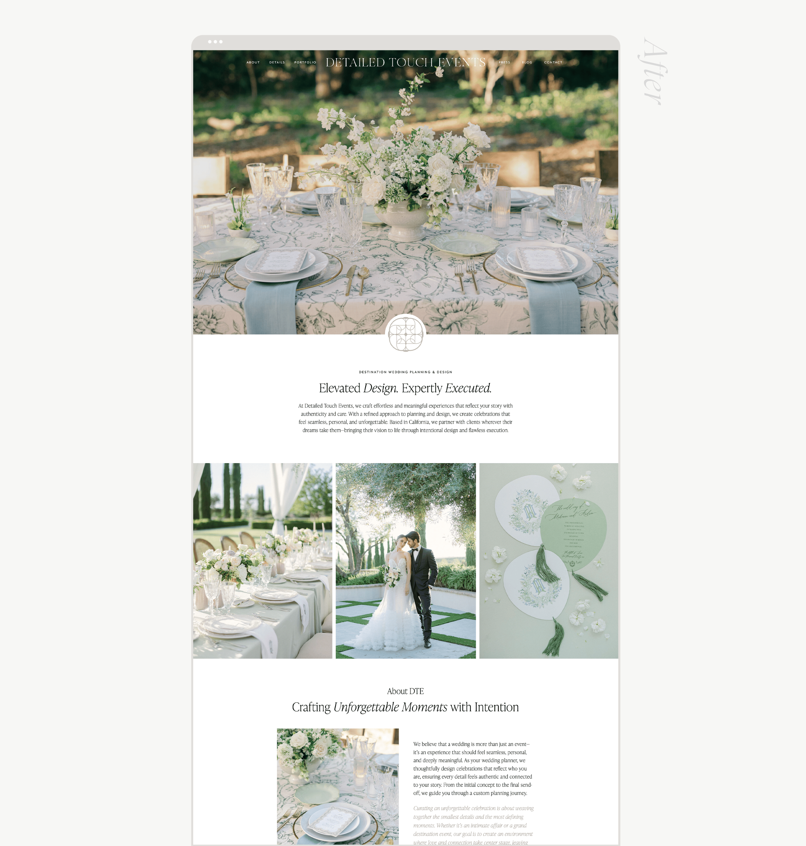 mockup of wedding professional website