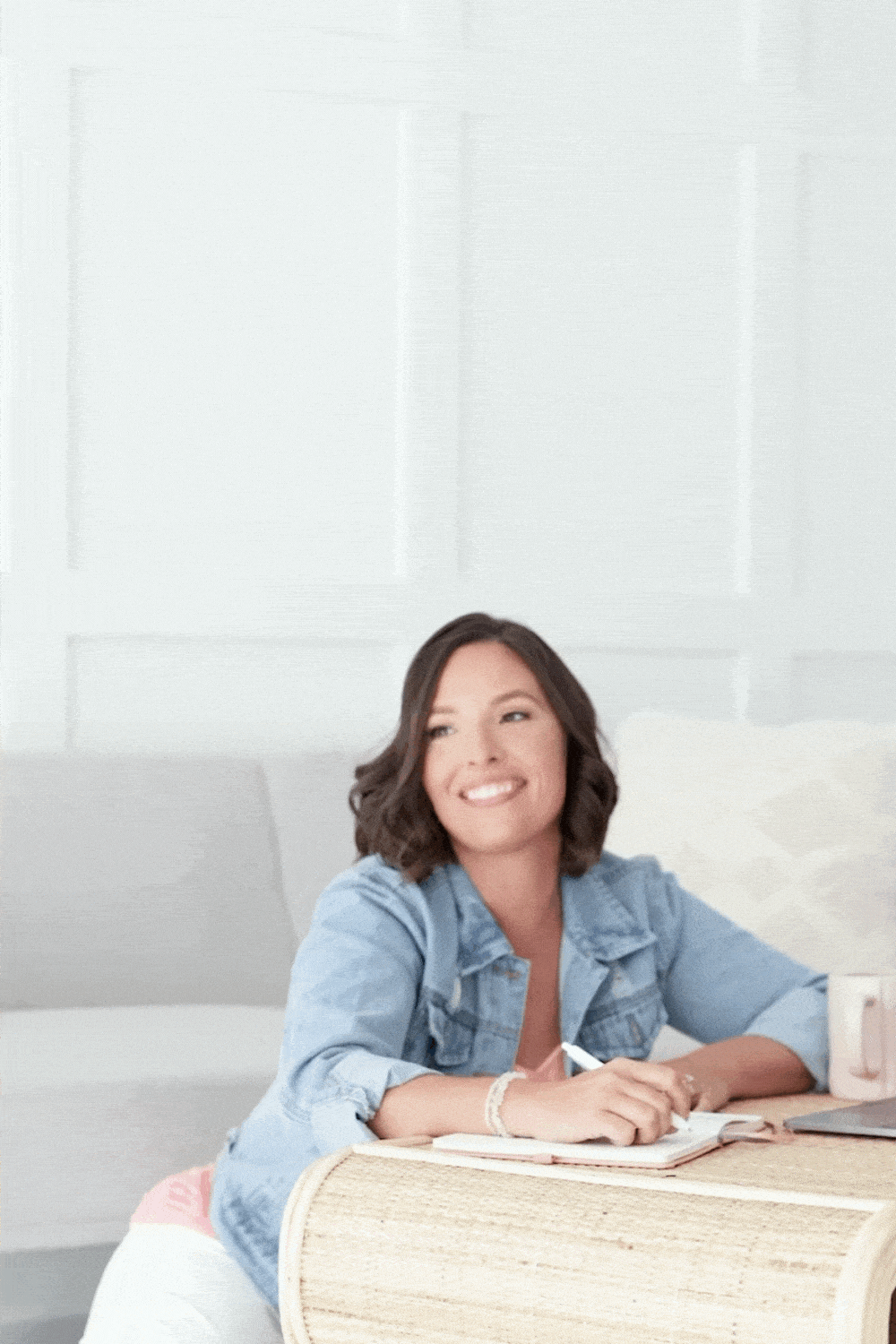 business woman sitting and smiling