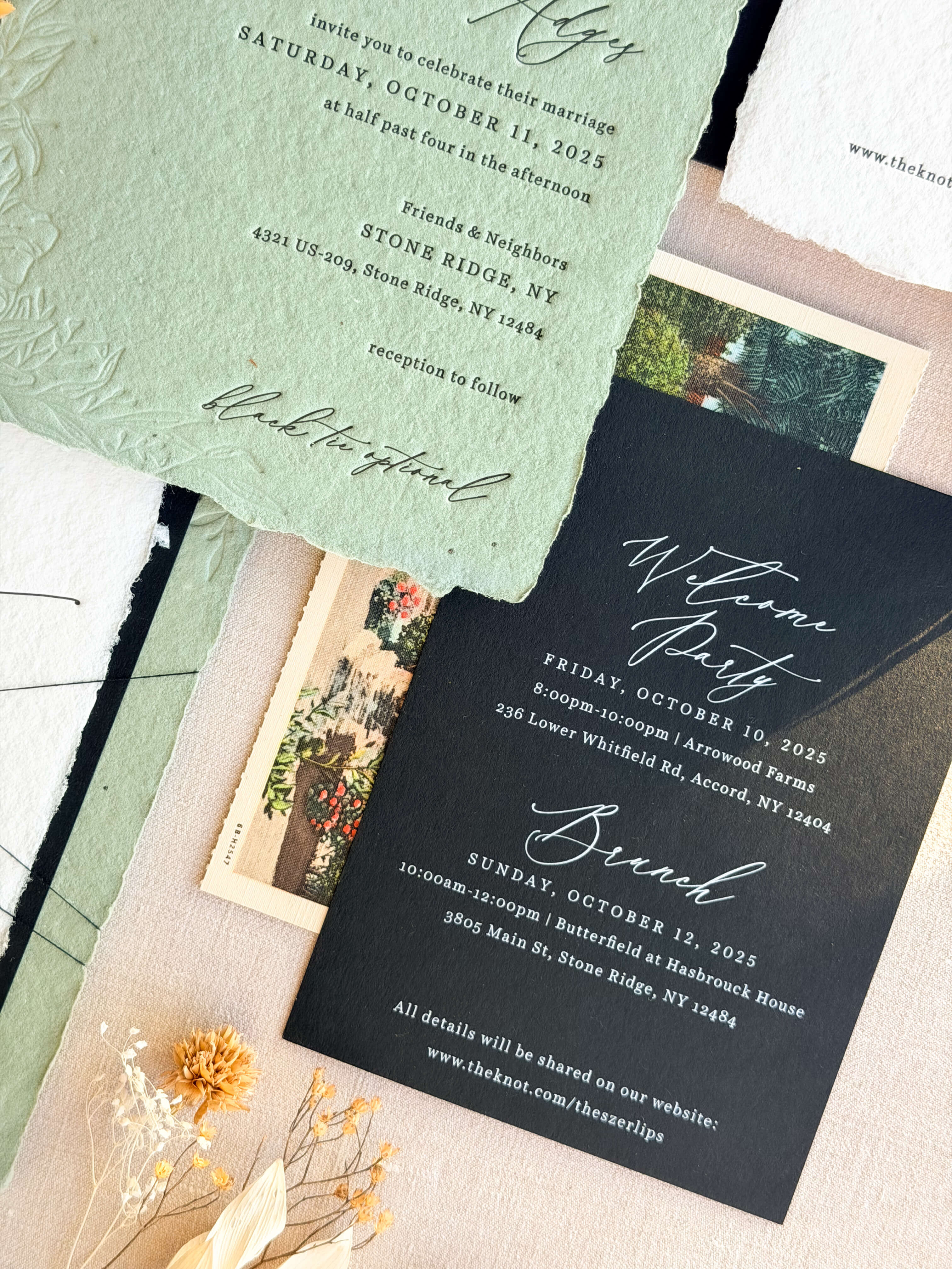 Handmade zero waste wedding invitations