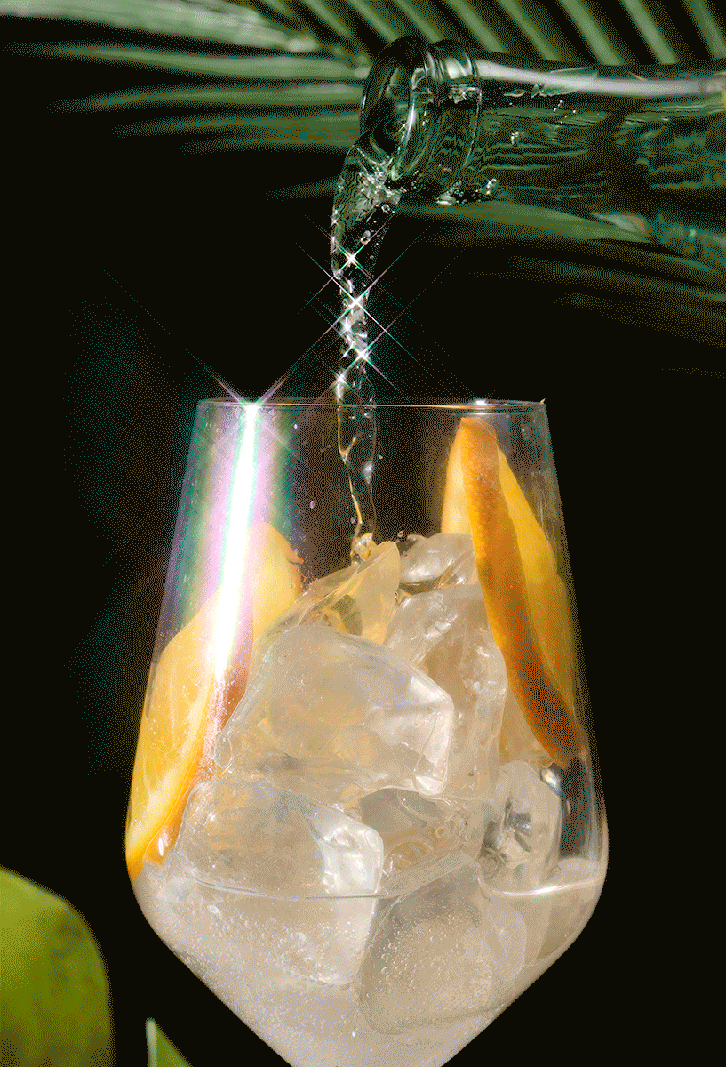 carbonated drink with sparkles stop motion GIF