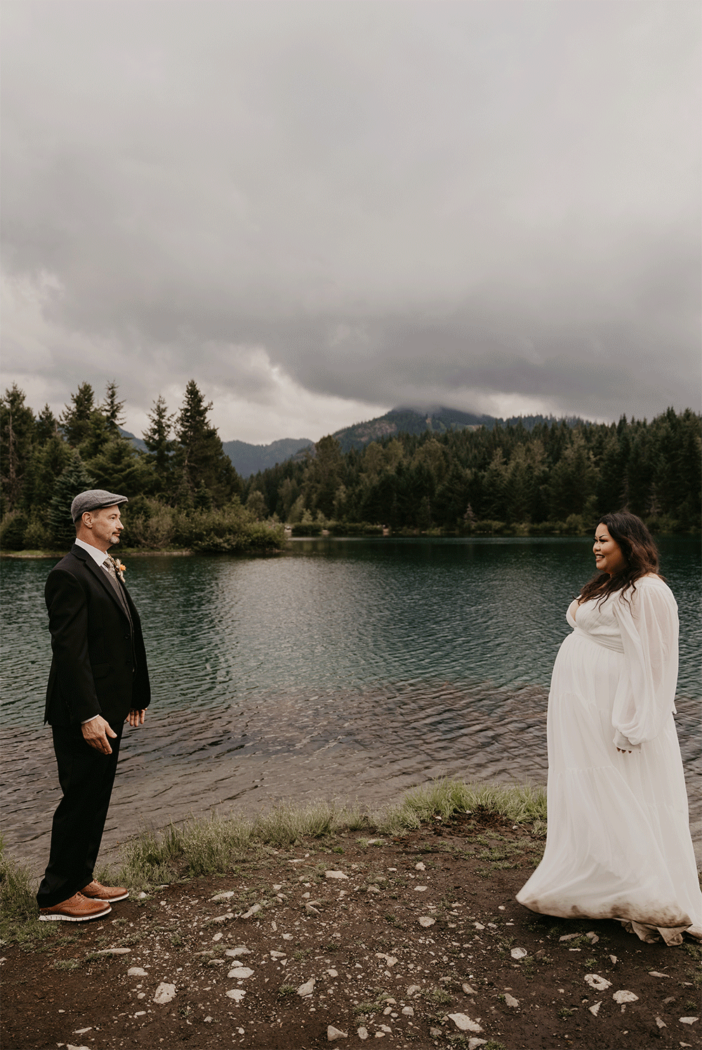 Couple portrait during their intimate elopement in the PNW.