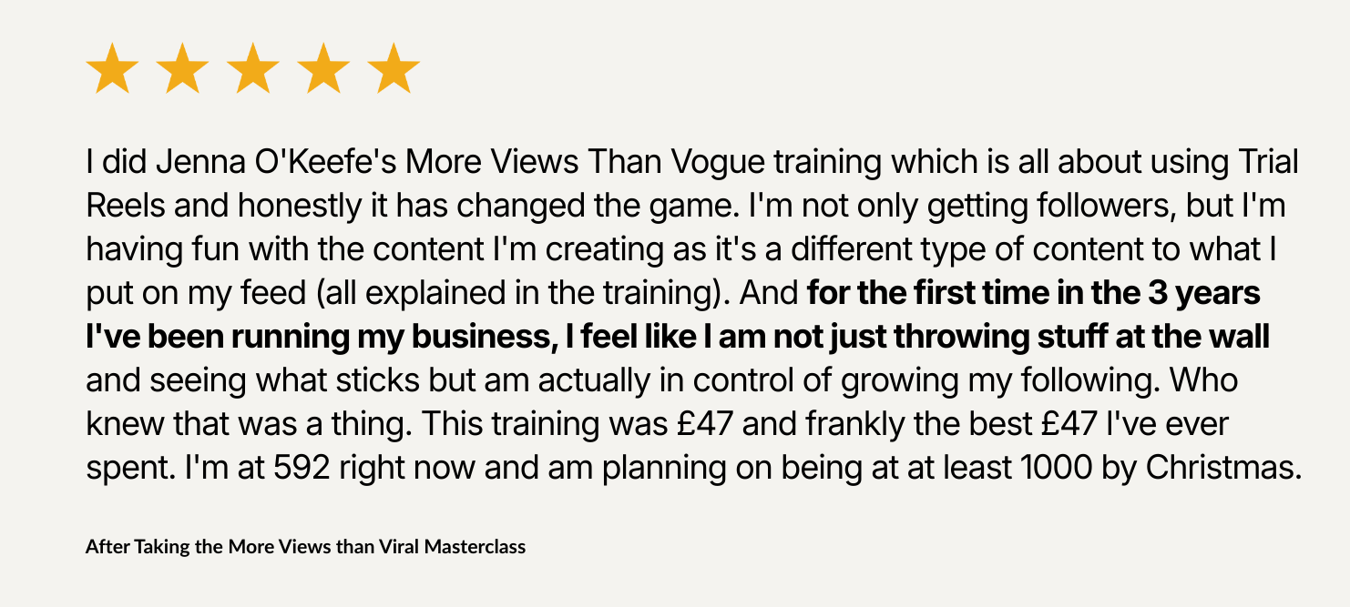 more views than viral masterclass - testimonial 12