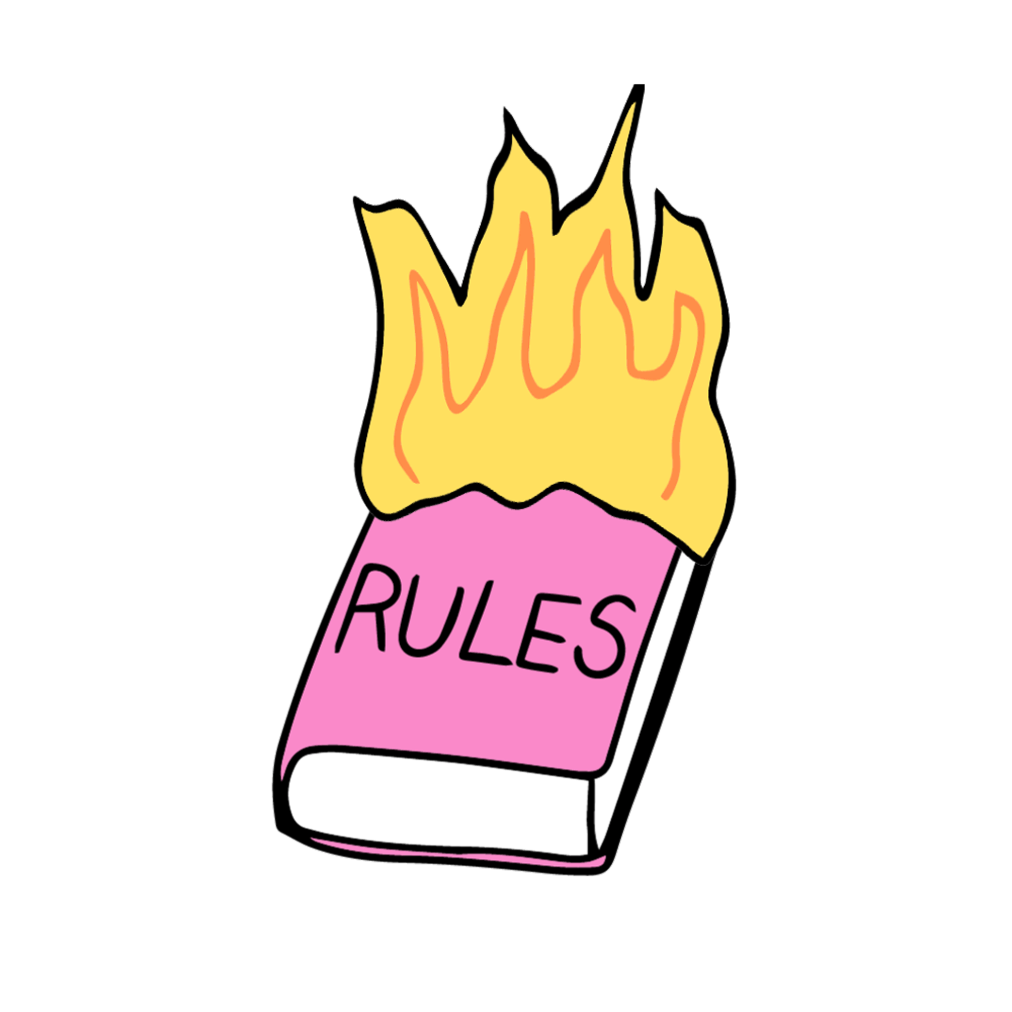 a GIF of a rulebook on fire with flames coming out of it
